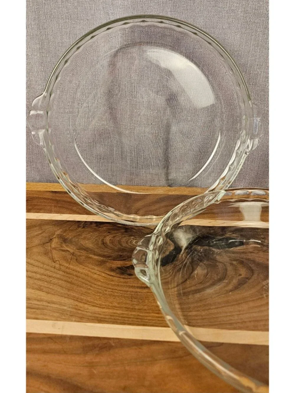 Pyrex Clear Glass Pie Dish Set Of 2 With Handles 9.5-Inch Vintage Bakeware Made